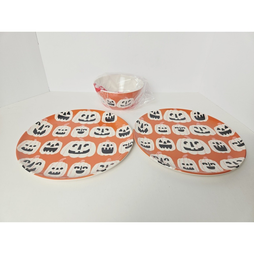Target Hyde & EEK! Halloween plates Jack o Lantern pumpkin 10" New Melamine bowl